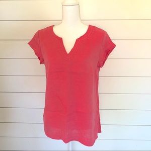 St. Tropez West Pure Linen Lagenlook Coral Top